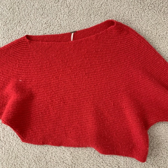 Free People Easy Days Off the Shoulder Sweater Red - Picture 7 of 10